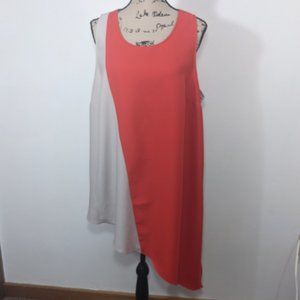 Alfani Sleeveless Tunic Blouse Womens Asymmetrical Red Grey Solid Top 18W